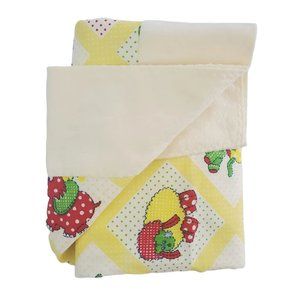 Vintage Handmade 1960s Soft Animal Novelty Baby Blanket 30"x37" Yellow Boy Girl